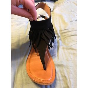 Black Tassel Sandals